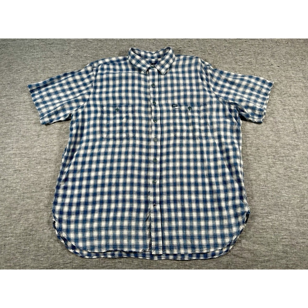 Polo Ralph Lauren Linen Shirt Mens Extra Large Big Blue White Plaid XLB